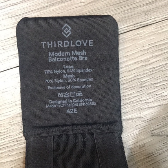 ThirdLove Modern Mesh Black Balconette Bra size 42E - Picture 9 of 9